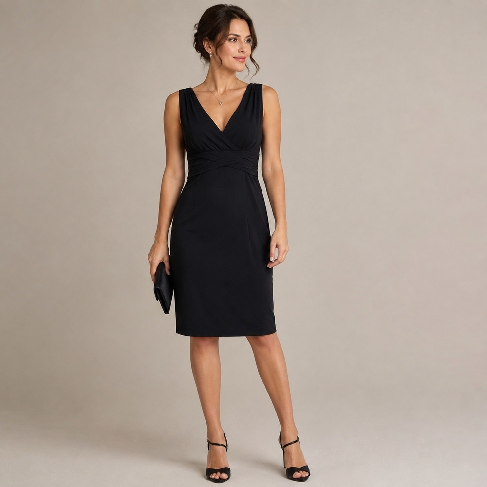Vintage Y2K Jones New York Black Silk Ruched Sheath Dress Size 6